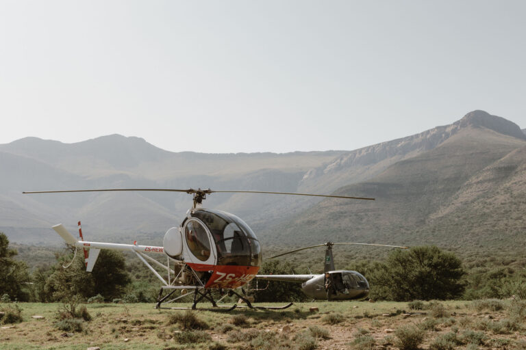 Helicopters our team utilizes for animal capture and darting