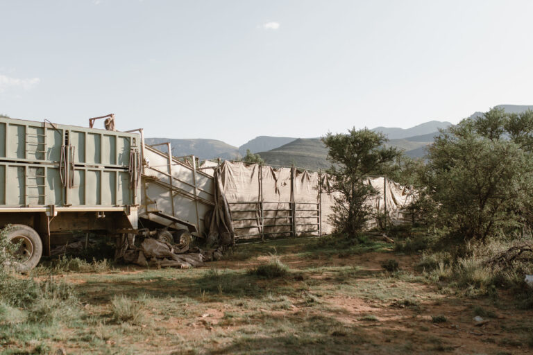 View of the boma and truck from the outside